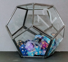 Load image into Gallery viewer, D12 Geometric Terrarium Planter Dice Bowl etched glass dodecahedron 7"