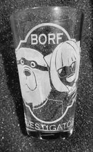 Load image into Gallery viewer, Spy x Family Anya Bond BORF Investigators etched pint glass tumbler fanart