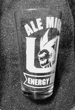 Load image into Gallery viewer, MHA BNHA My Hero Academia All Might Energy Drink etched pint glass tumbler cup fanart