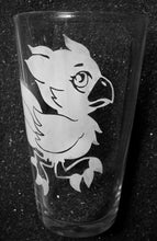 Load image into Gallery viewer, Chocobo etched pint glass tumbler cup Kingdom Hearts Final Fantasy fanart