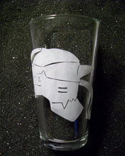 Load image into Gallery viewer, FMA Fullmetal Alchemist fanart Alphonse Elric etched pint glass tumbler cup