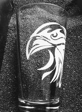 Load image into Gallery viewer, Hawk Tattoo etched pint glass tumbler cup