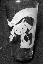Load image into Gallery viewer, Madoka Magica fanart Mami Tomoe Kyubei etched pint glass tumbler