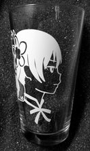 Load image into Gallery viewer, Madoka Magica fanart Mami Tomoe Kyubei etched pint glass tumbler