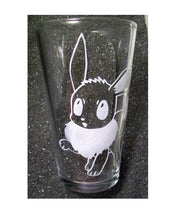 Load image into Gallery viewer, Pokemon Starter etched pint glass Bulbasaur, Charmander, Squirtle, Eevee fanart