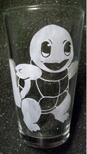 Load image into Gallery viewer, Pokemon Starter etched pint glass Bulbasaur, Charmander, Squirtle, Eevee fanart
