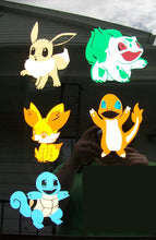 Load image into Gallery viewer, Pokemon Starter vinyl car decal Bulbasaur Charmander Eevee Squirtle fanart