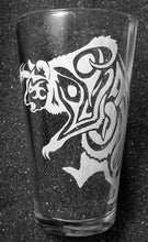 Load image into Gallery viewer, Stormslegacy tattoo bear etched pint glass tumbler cup