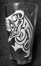 Load image into Gallery viewer, Stormslegacy tattoo bear etched pint glass tumbler cup