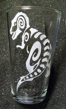 Load image into Gallery viewer, Tribal Tattoo Tyrannosaurus T-Rex etched pint glass tumbler cup