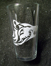 Load image into Gallery viewer, Tribal Tattoo wolf wolves etched pint glass tumbler cup