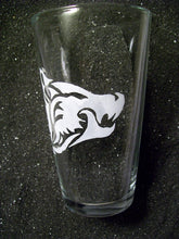 Load image into Gallery viewer, Tribal Tattoo wolf wolves etched pint glass tumbler cup