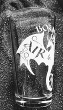 Load image into Gallery viewer, Born of Air and Fire Dragon etched pint glass tumbler cup