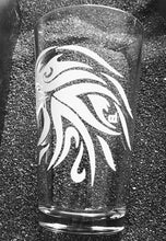 Load image into Gallery viewer, Hawk Tattoo etched pint glass tumbler cup