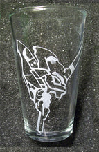 Load image into Gallery viewer, Evangelion inspired Unit 01 etched pint glass tumbler cup fanart
