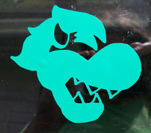 Load image into Gallery viewer, Green car decal of a stylized Bowser&#39;s face. 
