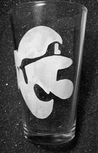 Load image into Gallery viewer, A pint glass etched with Luigi&#39;s face. 
