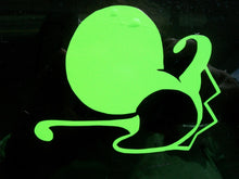 Load image into Gallery viewer, Lime green car decal of a stylized Yoshi&#39;s face. 
