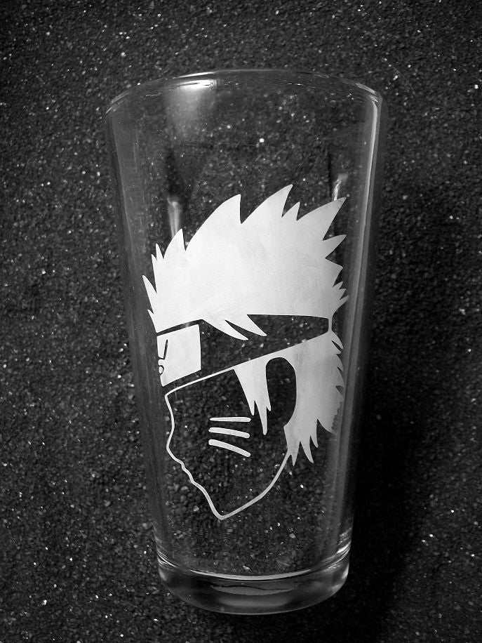 Naruto fanart etched pint glass tumbler cup