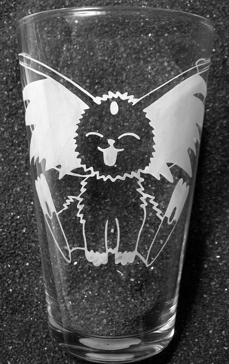 Ryo-Ohki etched pint glass tumbler cup Tenchi Muyo fanart