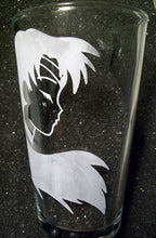 Load image into Gallery viewer, Tuxedo Moon fanart Senshi Sailor Scouts etched pint glass tumbler
