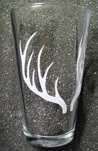 Load image into Gallery viewer, Stag Deer Antlers etched pint glass tumbler cup hunters hunting
