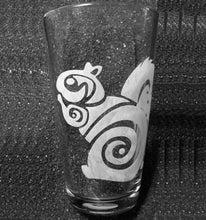 Load image into Gallery viewer, Squirrel Tribal tattoo glass etched pint cup tumbler
