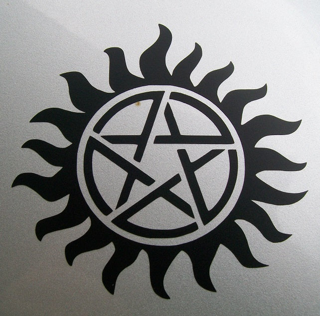 Supernatural inspired Protection Tattoo vinyl car decal copmputer sticker Black and White PAIR