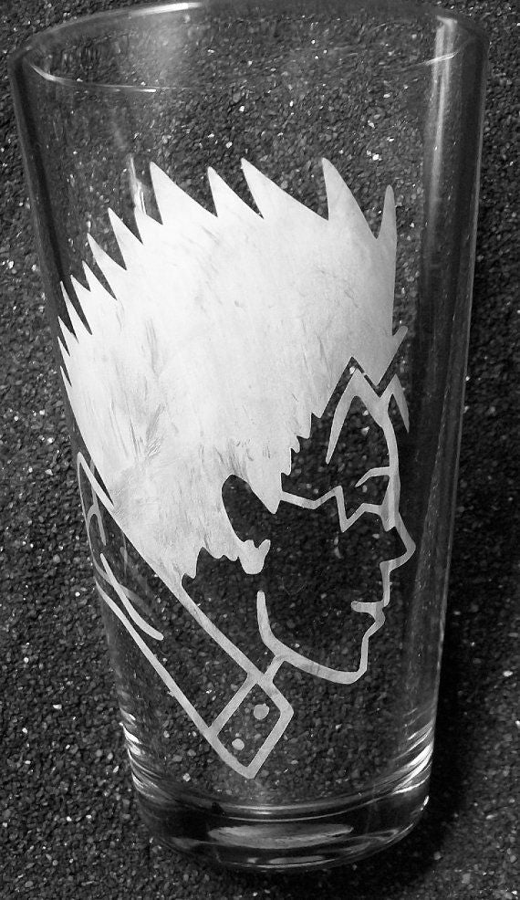 Trigun fanart Vash the Stampede etched pint glass tumbler cup