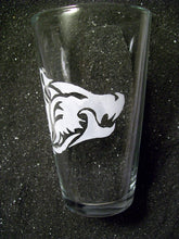 Load image into Gallery viewer, Tribal Tattoo wolf wolves etched pint glass tumbler cup
